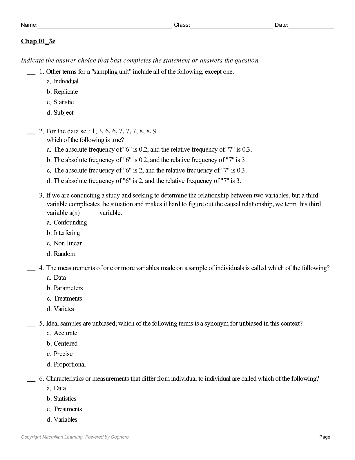 The Analysis of Biological Data, 3rd Edition by Michael Whitlock; Dolph Schluter | TEST BANK